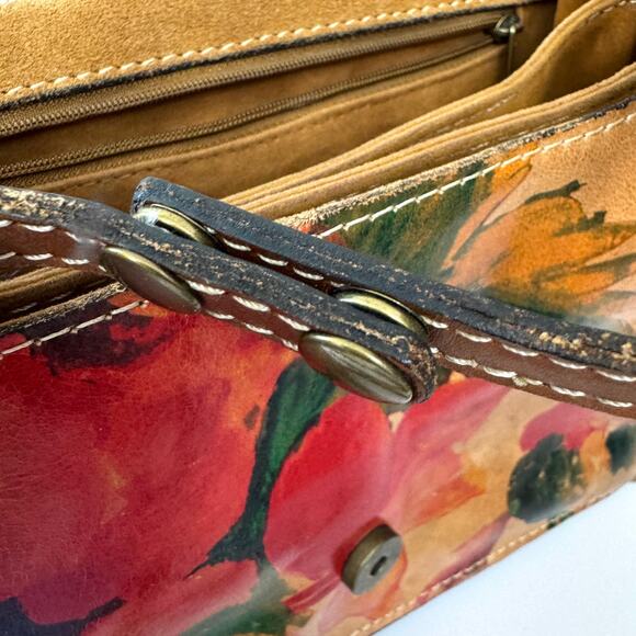 Patricia Nash Womens Van Sannio Trifold Cluth Crossbody Bag Leather Floral Red - Picture 7 of 13